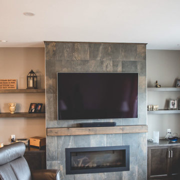 Living area with fireplace