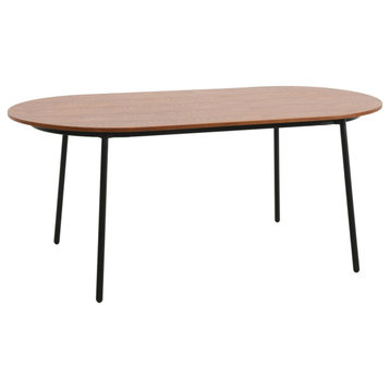 LeisureMod Tule Modern 71" Oval Dining Table With MDF Top, Walnut
