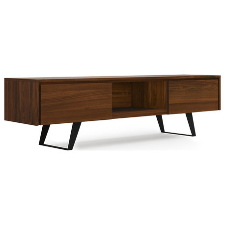 Lowry SOLID MANGO WOOD 72 inch TV Media Stand For TVs up to 80 inches, Walnut