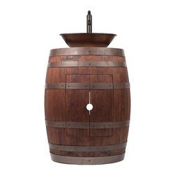 Premier - Wine Barrel Vanity Package with 17" Oval Wired Rim Vessel Sink and Vessel Fil... - Bathroom Vanities And Sink Consoles