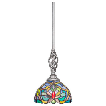 Elegante Mini Pendant, 7" Kaleidoscope Tiffany Glass