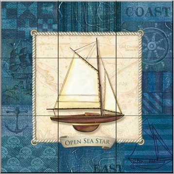 Tile Mural, Nautique Sailing I by Charlene Audrey