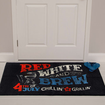 Red White And Brew Area Rug, Black, 2' 6" x 4' 2"