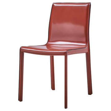 New Pacific Direct Gervin 18.5" Recycle Leather Chair in Red (Set of 2)