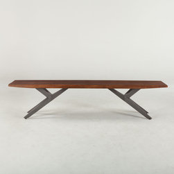 Village Industrial Loft Angled Iron Base Bench 80" - Dining Benches