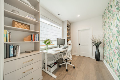 Example of a minimalist home office design in Charlotte