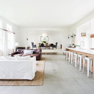 75 Beautiful Farmhouse Concrete Floor Living Room Pictures