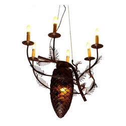 Rustic Iron Base Candle Lights Chandelier - Chandeliers