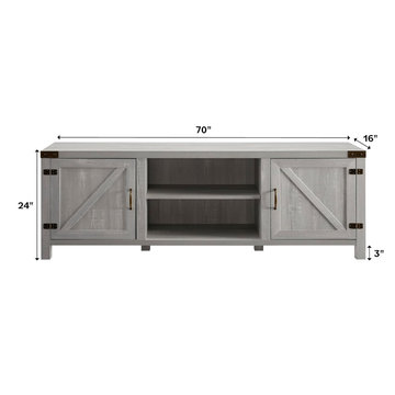 70" Farmhouse Barn Door TV Stand - Stone Grey for 80" TVs