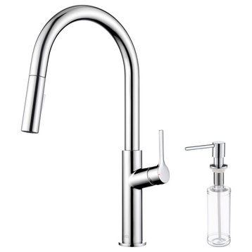 Fusion-T Single Handle Pull Down Sink Faucet With Soap Dispenser, Chrome