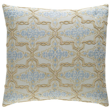 Mercury by Surya Pillow Cover, Lt.Gray/Olive/Blue, 18' x 18'