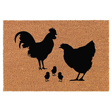 Coir Doormat Chicken Family (24" x 16" Small)