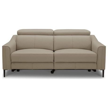 Divani Casa Eden Taupe Leather Sofa With 2 Recliners