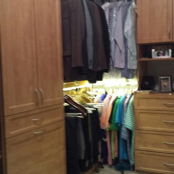 Oak Looking Closet Storage With Lighting