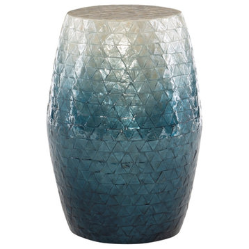 Riverbay Furniture Ombre Capiz Mosaic Drum Table in Blue