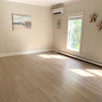 EAST QUOGUE:  4" SELECT WHITE OAK INSTALLED & FINISHED WITH CUSTOM GRAY STAIN