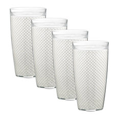 Fishnet Doublewall Drinkware Glasses, White, 22 oz., Set of 4