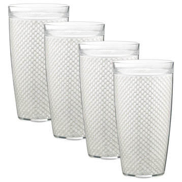 Fishnet Doublewall Drinkware Glasses, White, 22 oz., Set of 4