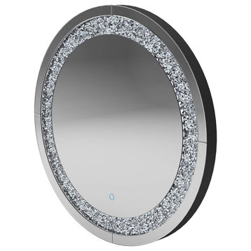 Modern Wall Mounted Mirror, Unique Design With Elegant Textured Frame, Silver