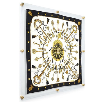 40"x40" Double Panel Acrylic Frame For 36"x 36" Scarf Or Art, Gold Hardware