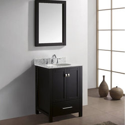 4 inch Espresso Bathroom Vanity with White Carrera Marble Top - Bathroom Vanities And Sink Consoles