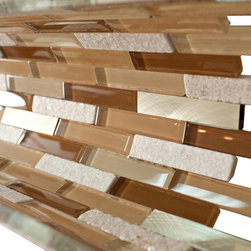 Green Caramel Aliminum Stone Glass Mosaic Tile for Bathroom and Kitchen Walls Ki - Home Accessories & Decor