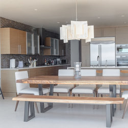 Walnut Slab Dining Table and Live Edge Bench - Dining Tables
