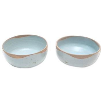 Novica Handmade Blue Bounty Ceramic Dessert Bowls (Pair)