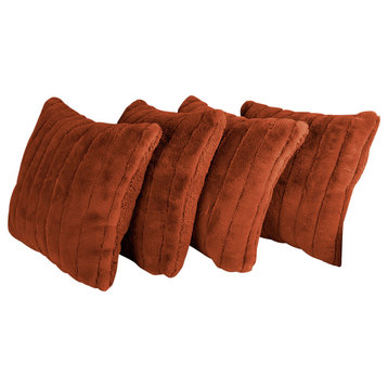 Super Mink Throw Pillow Covers, Set of 4, Umber, 20''x20''