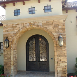 Granada Round Top Wrought Iron Double Door - Front Doors