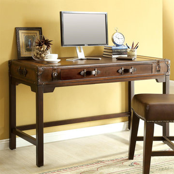 Riverside Latitudes Suitcase Writing Desk in Aged Cognac Wood