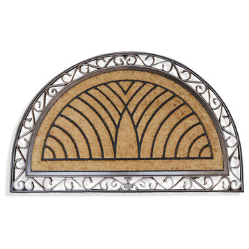 A1HC Handcrafted Elegant Half Round Rubber and Coir, Double Doormat, 30"x48"