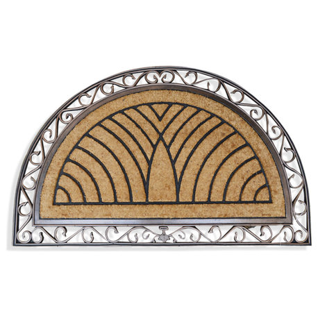 A1HC Handcrafted Elegant Half Round Rubber and Coir, Double Doormat, 30"x48"