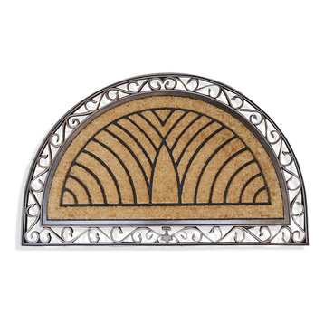 A1HC Hand-crafted Elegant Half-round Rubber and Coir, Double Doormat 30"X48"