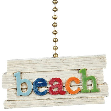 Beach Letters Slatted Look Decorative Ceiling Fan Light Dimensional Pull