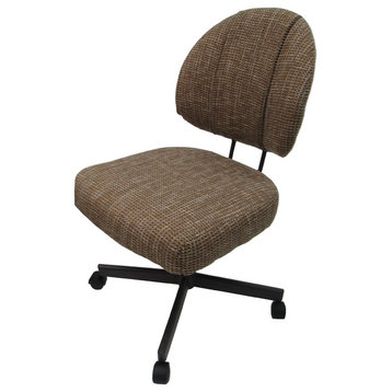 Swivel Caster Chair on Wheels, Sanora Brown, Brown Metal Frame