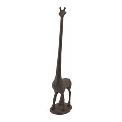 Import Wholesales - Cast Iron Paper Towel Holder Stand, Giraffe, Rust Brown, 18.625" Tall - Paper Towel Holders