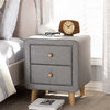 Hawthorne Collection 2 Drawer Fabric Upholstered Nightstand in Gray