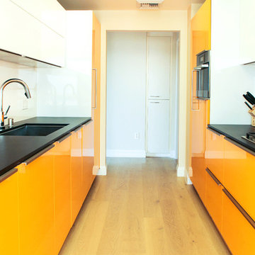 Vivid Orange High Glossy Kitchen in Marina del Rey