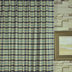 Paroo Cotton Blend Small Check Concealed Tab Top Curtains & Drapes Heading Style - Curtains