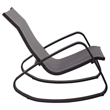 Traveler Rocking Outdoor Patio Mesh Sling Lounge Chair, Black Black