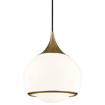 Hudson Valley Lighting - Reese 1-Light Medium Pendant, Aged Brass - With a shade encompassing another shade within it, Reese spins a glossy beauty. The metal rim on the outer shade and the peeking-out inner shade are a couple details contributing to its elegance.