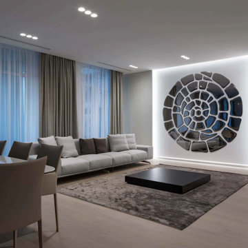 Mirror Spiral Wall Decor Composition for Modern Living Room