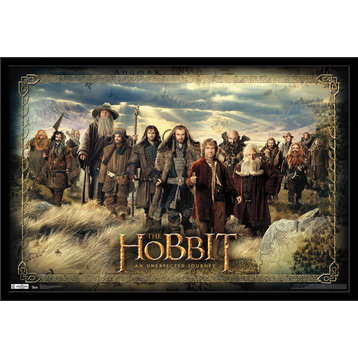 The Hobbit Group Poster, Black Framed Version