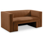 Meridian Furniture - Henson Velvet Upholstered Loveseat, Saddle - Spice up your living room or den with this Henson velvet loveseat. This handsome chair has a boxy design that suits any contemporary room with ease. It's covered in rich saddle velvet that's luxuriously soft to the touch and against the body, making it everyone's favorite seat. The solid wood frame of this modern loveseat adds durability, resilience, and long-lasting enjoyment to this loveseat, making it look right at home in your up-to-the-minute space.