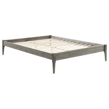 Modway June Full MDF Wood and Rubberwood Platform Bed Frame in Gray