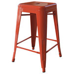 Buffalo Corporation - Amerihome Loft Black 24" Metal Bar Stools, Set of 4, Orange - These 24 Inch AmeriHome Metal Bar Stools are great for man caves, dorm rooms, and basement bars. Available in popular team colors, show your support for your Alma mater or hometown team. Ideal for small spaces, the bar stools easily and neatly stack together, making them easy to stash out of the way for storage. A handle in the seat makes the stools easy to pick up and move. Lightweight and sturdy, each stool weighs only 11 lbs., but is strong enough to hold up to 330 lbs.