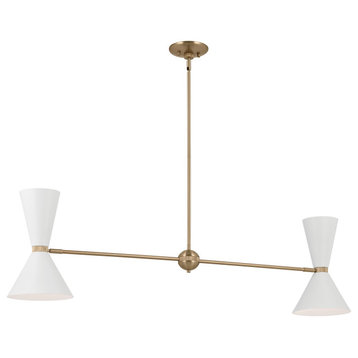 Phix 4 Light Chandelier Linear, Single, Champagne Bronze and White