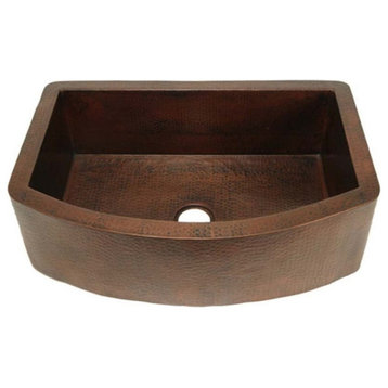 Rounded Front Single Well Copper Farmhouse Kitchen Sink by SoLuna, Rio Grande, M