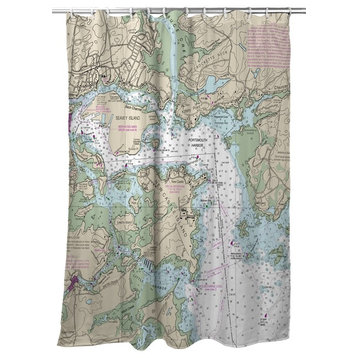 Betsy Drake Portsmouth Harbor, NH Nautical Map Shower Curtain